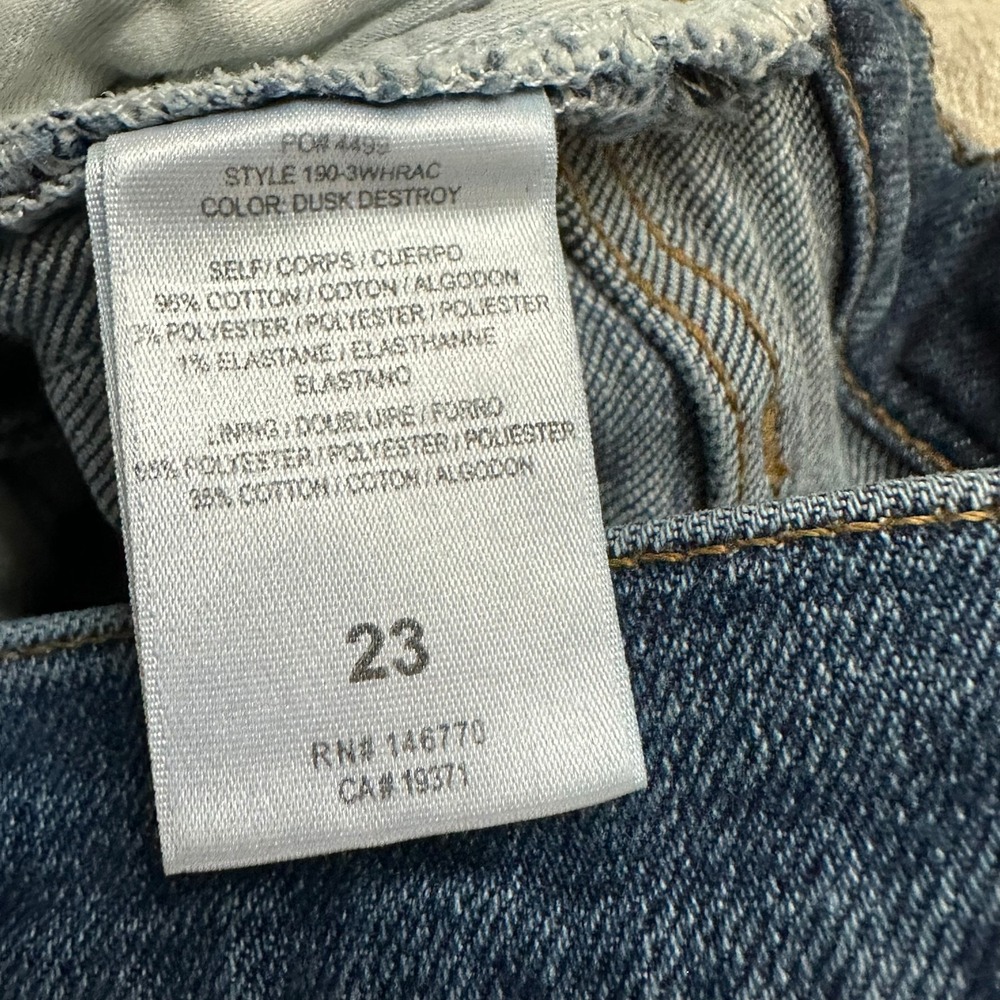 RE/DONE High Rise Ankle Crop Distressed Raw Hem Blue Jeans Size 23 - Picture 11 of 13